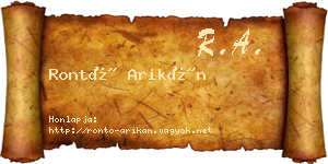 Rontó Arikán névjegykártya